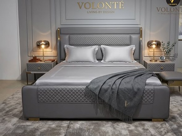 Grey Modern Upholstered Bed