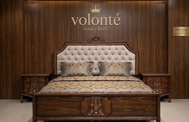 Dark Wood Carved Bed
