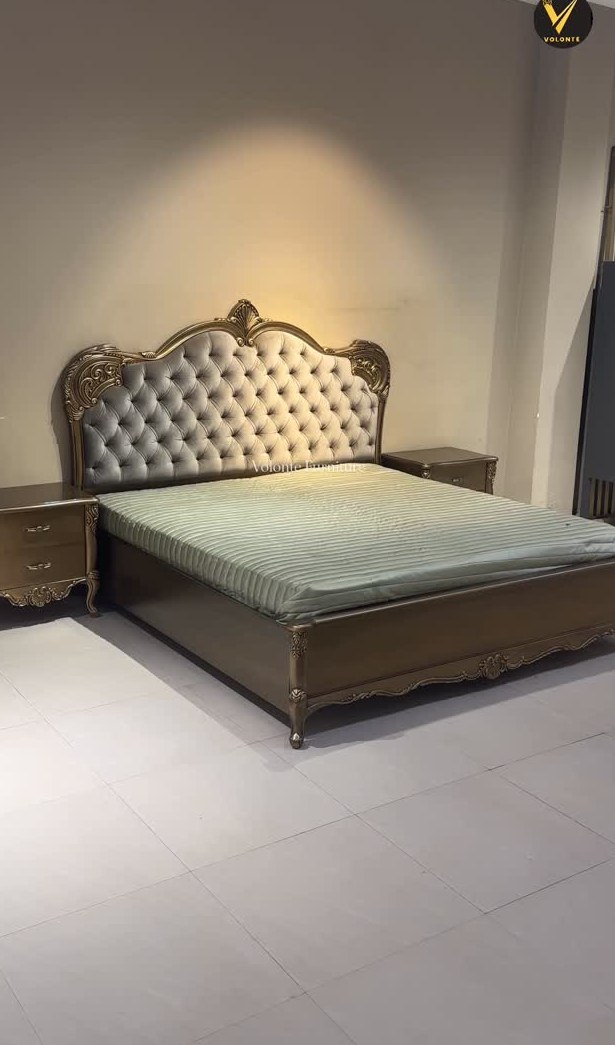 Gold and Black PU Bed