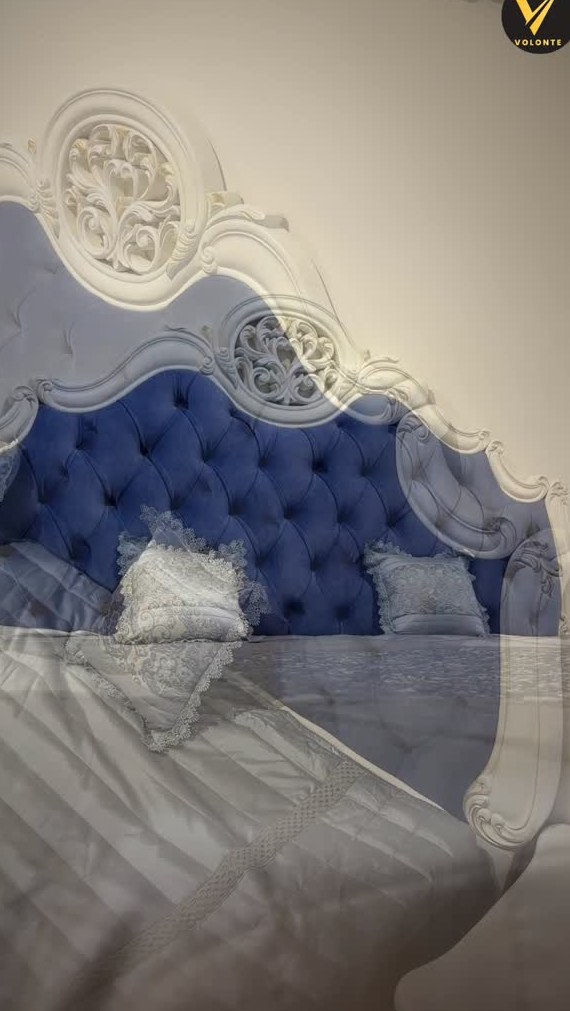 Blue Tufted Bed