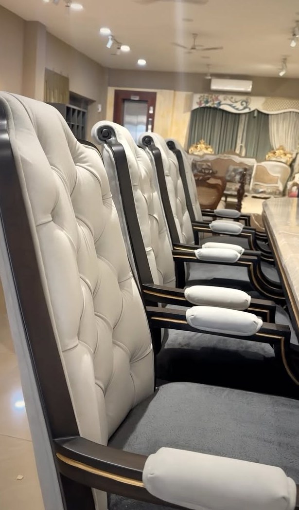 White Neo-Classic Dining Chairs