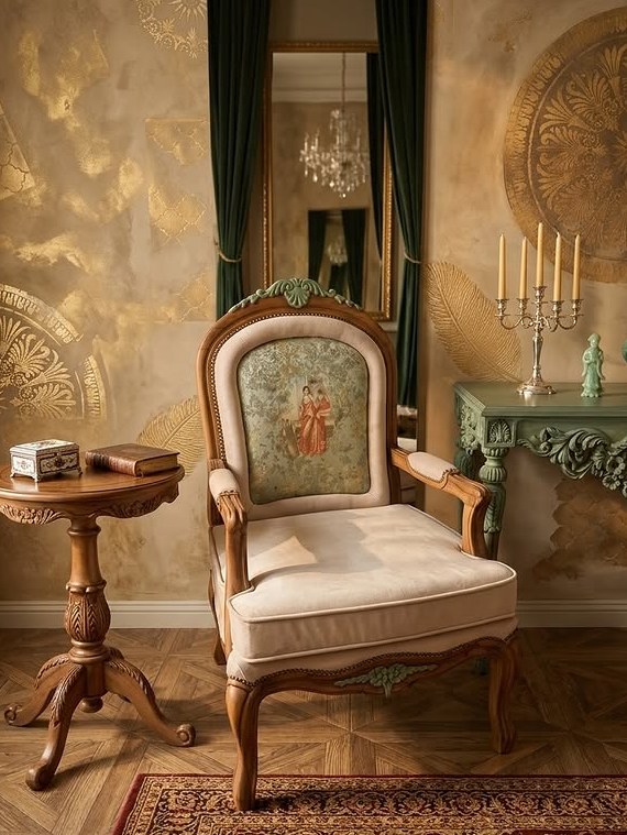 Floral Armchair with Side Table