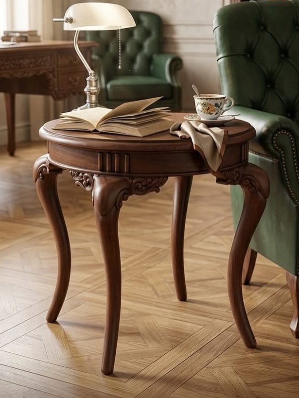 Round Carved Side Table